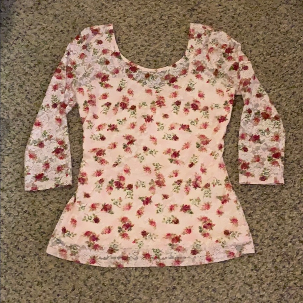 3/4 Length Sleeve Mesh Blouse